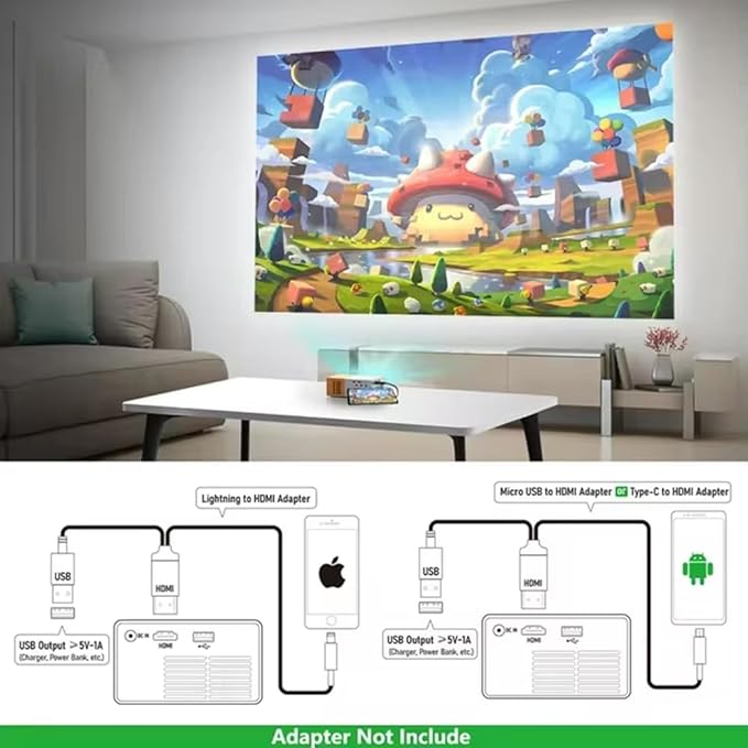 Pro Mini Portable LED Projector with Multiple Interfaces Like AV, Audio, USB, HDMI, Micro SD, Film Projector for Children's, Home Cinema,.